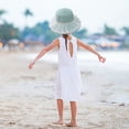 thumbnail image 5 of Sombrero de paja para niños de 52 a 54 cm de circunferencia, sombrero de crisantemo de encaje y bolso de paja, sombrero de lavabo de verano, sombrero protector solar, verde lago, 5 of 5