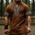 thumbnail image 2 of JAJAHO V Neck T Shirt For Men Ethnic Style Print Graphic Tees Casual Short Sleeve Summer Shirts Comfortable Tops, 2 of 2