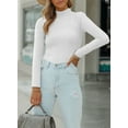 thumbnail image 3 of Vafful Women's Long Sleeve T Shirt Mock Neck Slim Tops for Womens Fitted Ribbed Pullovers Tee Top S-XXL White, 3 of 9