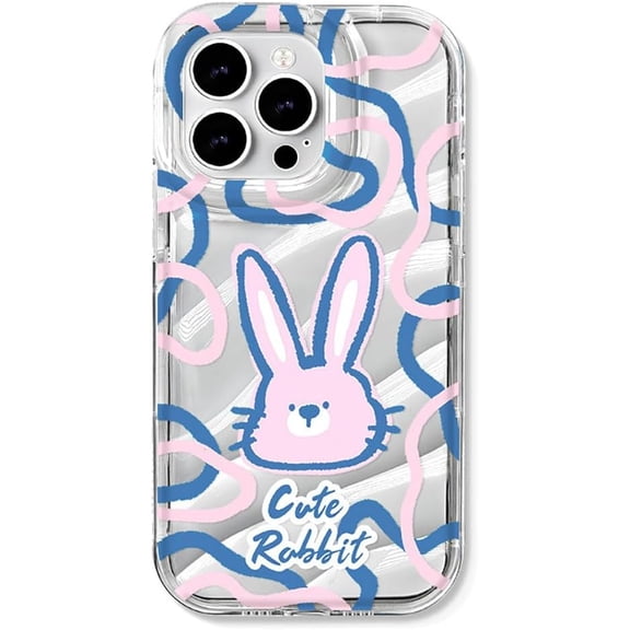 Cute Cartoon Rabbit Avatar Water Ripple Clear Soft Phone Case Compatible with iPhone Case (Clear,iPhone 14)