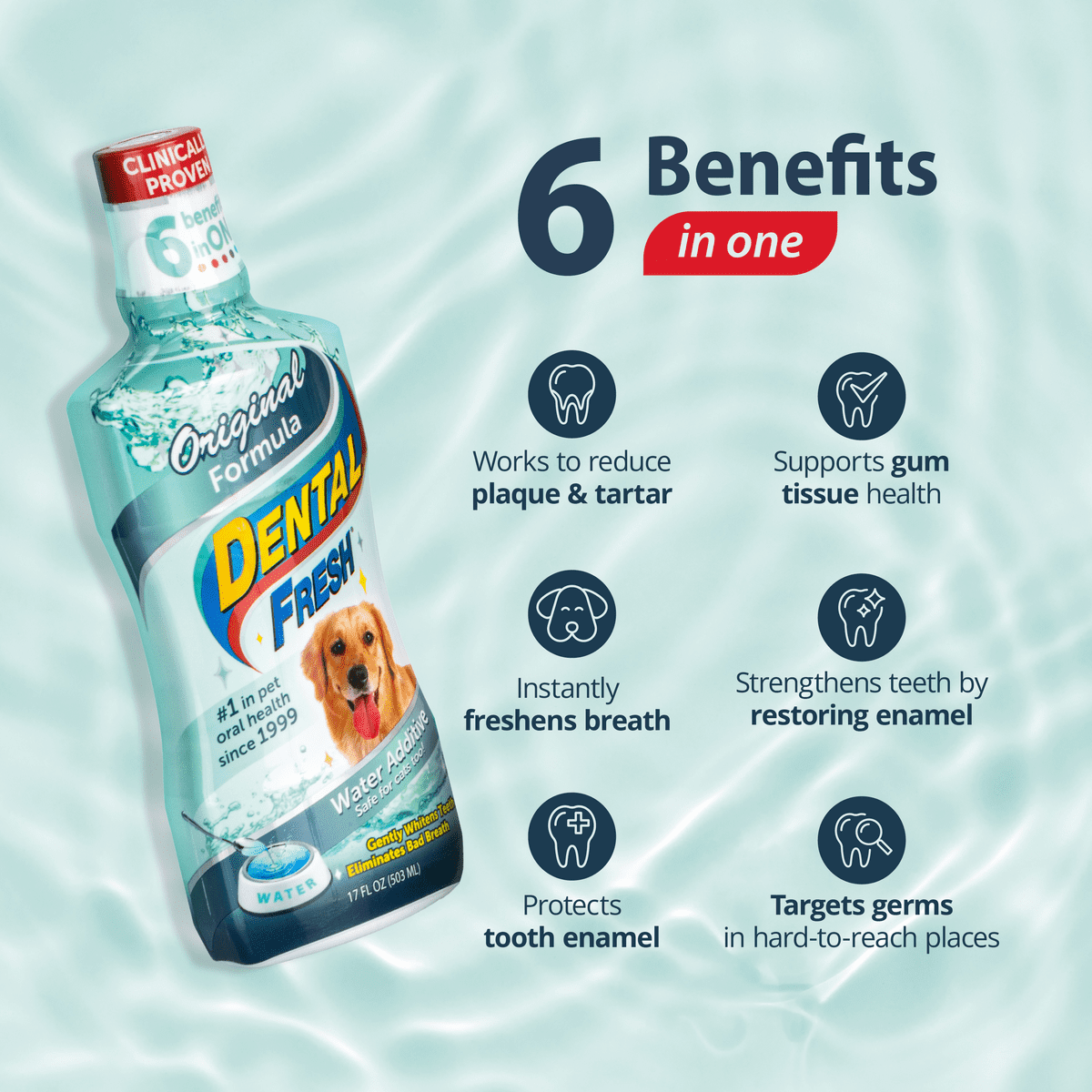 (3 pack) Dental Fresh Water Additive for Dogs & Cats, Original Formula, 17oz