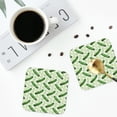 thumbnail image 4 of Yiaed Green Cucumber1 Print Leather Coasters for Drinks - Cup Coasters Coffee Table Kitchen Table Bar, Home & Office Gifts Handmade Drink Coasters-Square, 4 of 6
