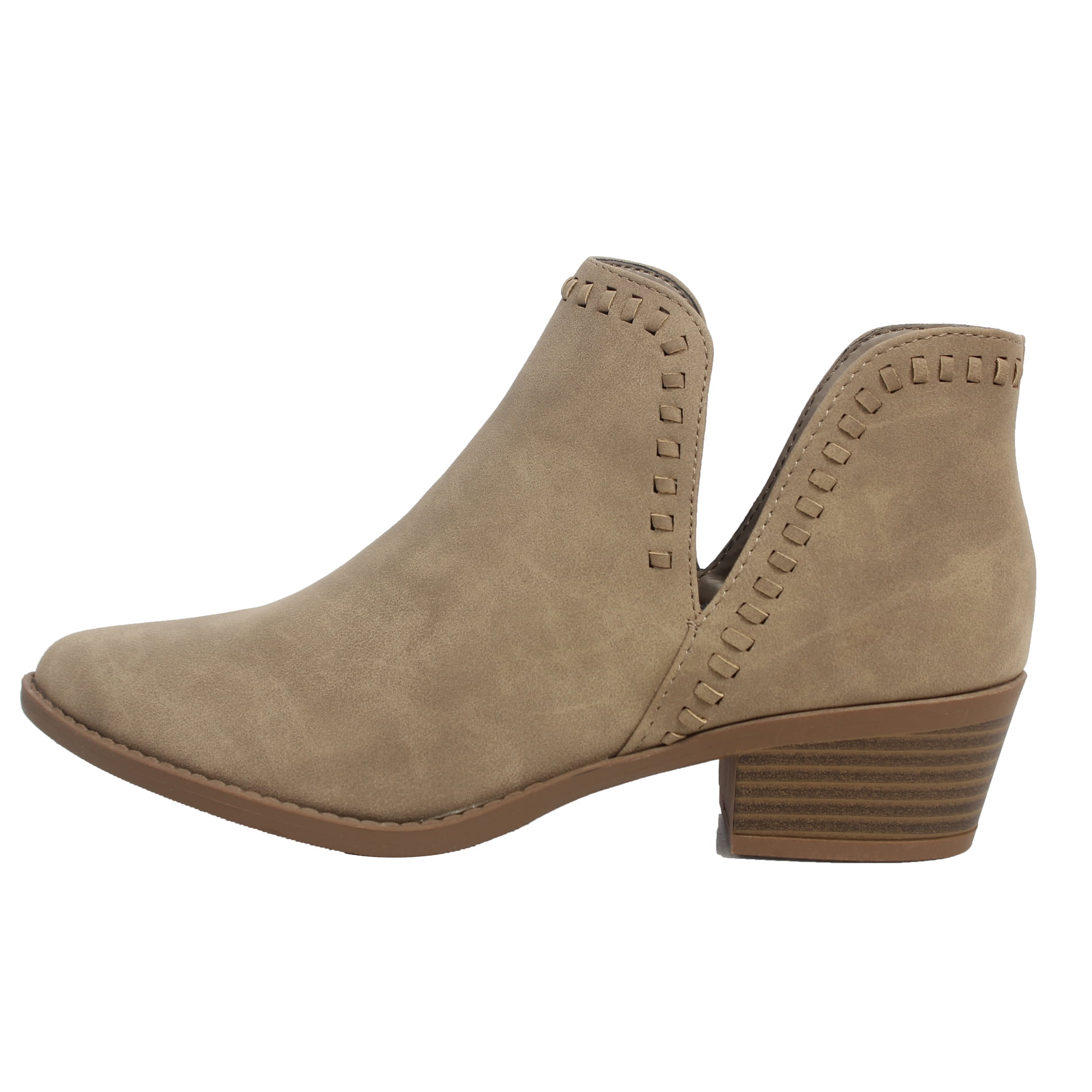 taupe booties low heel