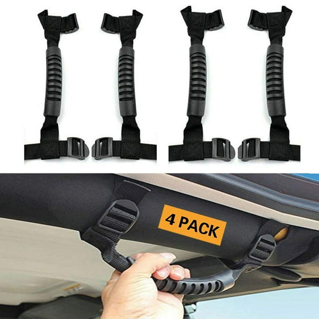WIFKLSIIPG 4 Pcs Poignées de Barre de Raquette pour Jeep Wrangler Poignée Robuste Accessoires (Noir)