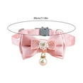 thumbnail image 3 of PuSpu 1Cute pet collar pinks lace bow beaded cats collar bells pet collar flower soft adjustable cats collar, 3 of 6