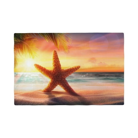 

Placemats Set of 6 Starfish Sunset Sea Beach Place mats for Dining Table Indoor/Outdoor Cute Heat Resistant Washable Table Mats(18 x 12 )
