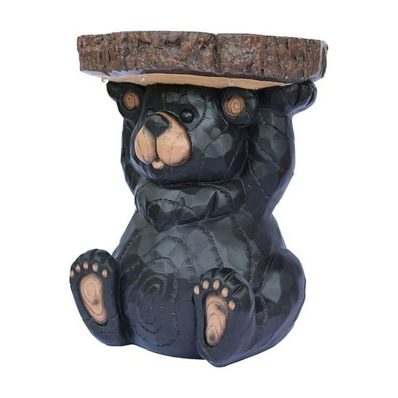 Hi-Line Gift Ltd. Bear Statue Plant Stand w/Solar Light