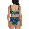 thumbnail image 3 of Kdxio Dinosaur In Space Print Women's 2 Piece High Waisted Wrap Spaghetti Strap Summer Swimsuit Bikini Set-XX-Large, 3 of 7