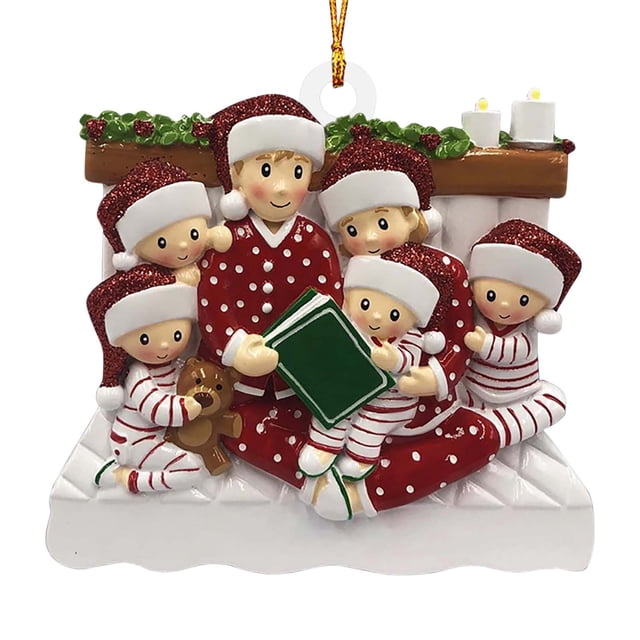 Decoraciones de Árbol de Navidad Personalizado Familia Bebé Lectura Colgante Conmemorativo, Bucle de Metal para Bolso de Coche Sala de Estar Árbol Puerta Pared Corona Patio, Escribir Nombre Y Mensaje