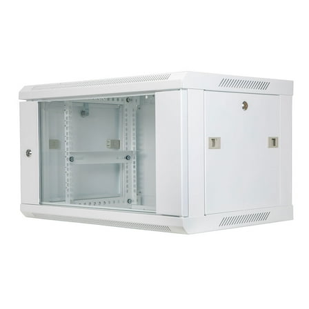 NavePoint 6U Network Cabinet with Glass Door – 6U Wall Mount Server Cabinet White 19” Rack for IT Equipment, AV Devices, Networking Equipment –23” Deep Server Rack Enclosure