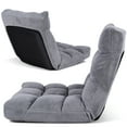 thumbnail image 6 of Topbuy Lazy Recliner Coral Velvet Polyester Gaming Chair with Adjustable Arms, Grey, 6 of 8