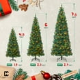 thumbnail image 3 of CAPHAUS 4.5 Feet Artificial Pre-lit Pencil Christmas Tree w/ Pinecones, Berries, Slim Xmas Tree w/ 150 LED Lights, 398 Branch Tips Pre-Hinged & Foldable Stand, Skinny Christmas Tree for Indoor, 3 of 9