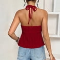 thumbnail image 5 of Women's Halter Hollow Out Tank Tops V Neck Tie Back Ruffled Hem Blouses Summer Casual Shirts, XS, 5 of 5