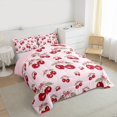thumbnail image 3 of Homewish Watercolor Cherry Full Size Comforter Sets for Girls, Kawaii Bowtie Bedding Comforter Set, Tropical Fruit Leaves Bedding Sets, Red Pink Room Decor, 3 of 8