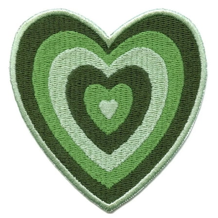 Green Power Heart Patch Cartoon Girl Hero Embroidered Iron On