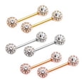thumbnail image 5 of Paire de Barres de Mamelon avec Bord avant Transparent CZ, 5 of 5