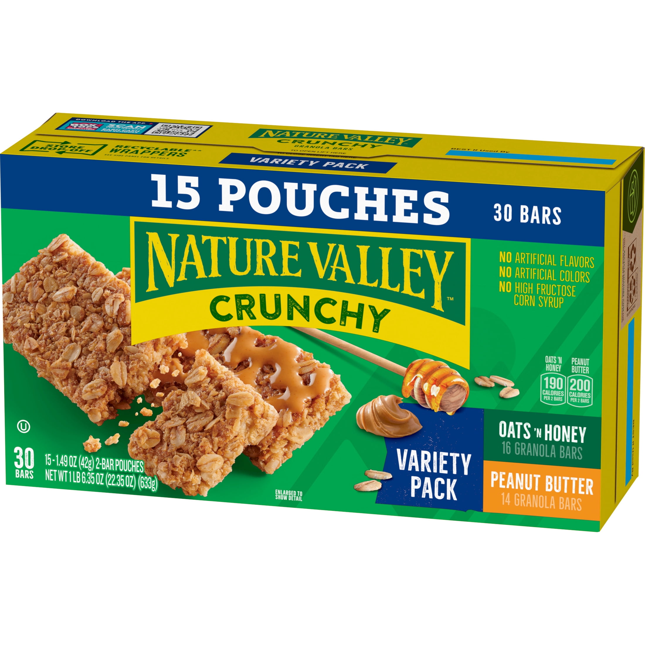 Nature Valley Crunchy Granola Bars, Variety Pack, 30 Bars, 22.35 OZ (15 Pouches)