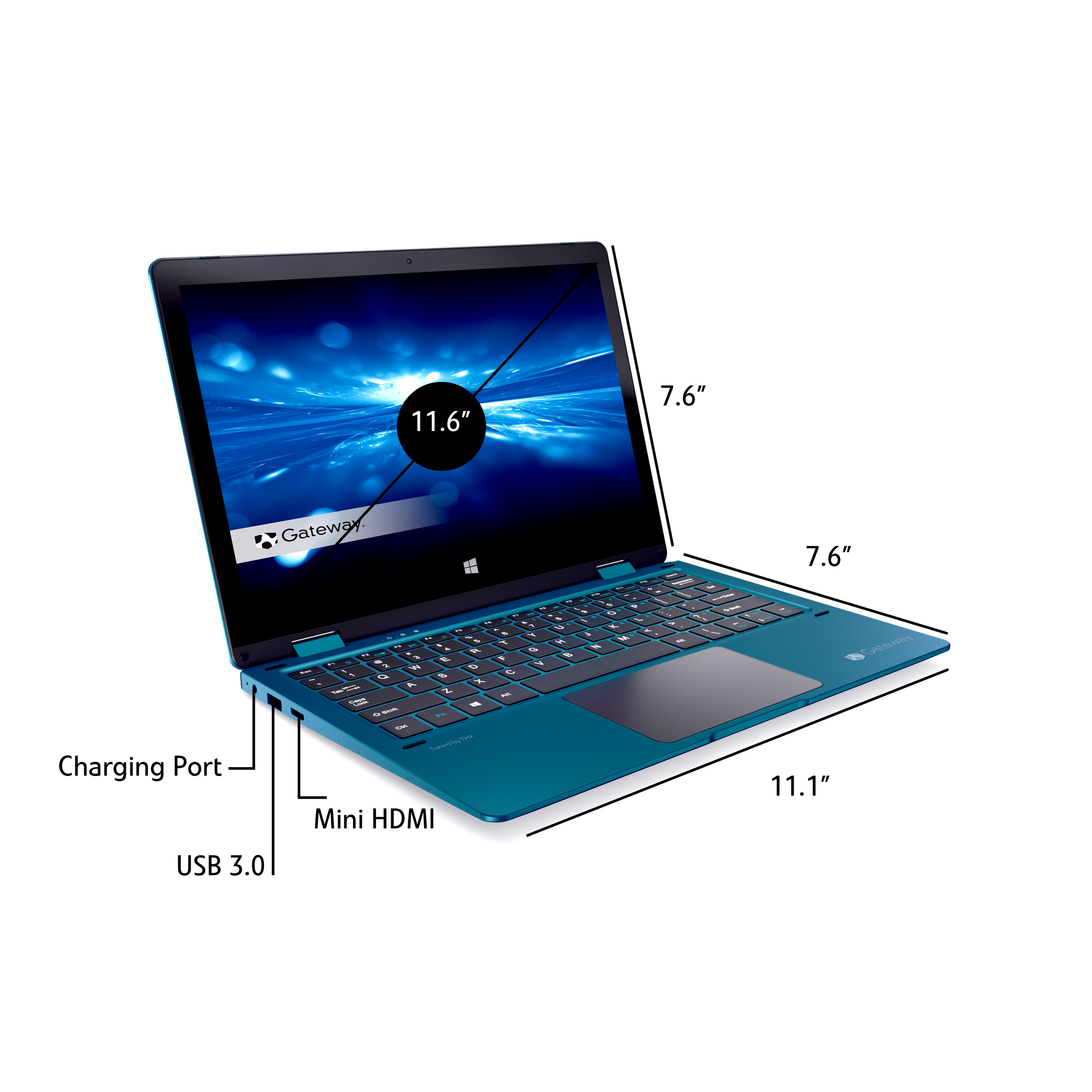 Gateway Notebook 11.6" Touchscreen 2-in-1s Laptop, Intel Celeron N4020, 4GB RAM, 64GB HD, Windows 10 Home, Blue, GWTC116-2BL - image 6 of 8