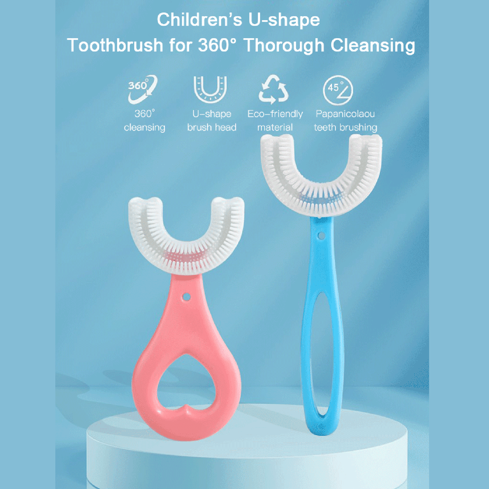 Children’s Kids U-shape Toothbrush Silicone Teeth Brush 360° Thorough Cleaning