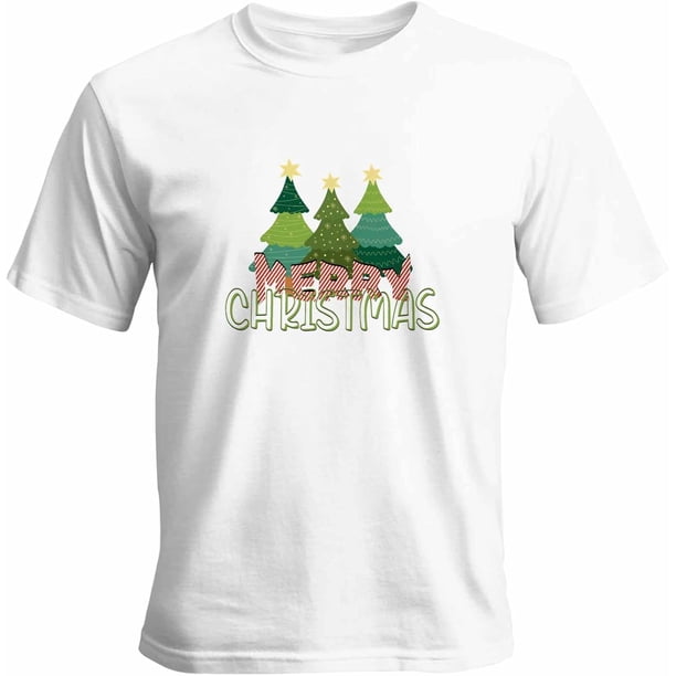 Camisetas gráficas informales de manga corta con árbol de Navidad verde para hombre