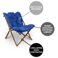 thumbnail image 4 of Zenithen Indoor Wood Butterfly Folding Accent Chair For Dorms, Bedrooms, and Living Rooms, Royal Blue, 4 of 8