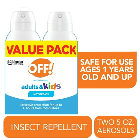 OFF! Insect Repellent Aerosol for Adults & Kids, Fragrance-Free Bug Spray for Everyday Protection from Mosquitoes, 5 oz, 2 Count