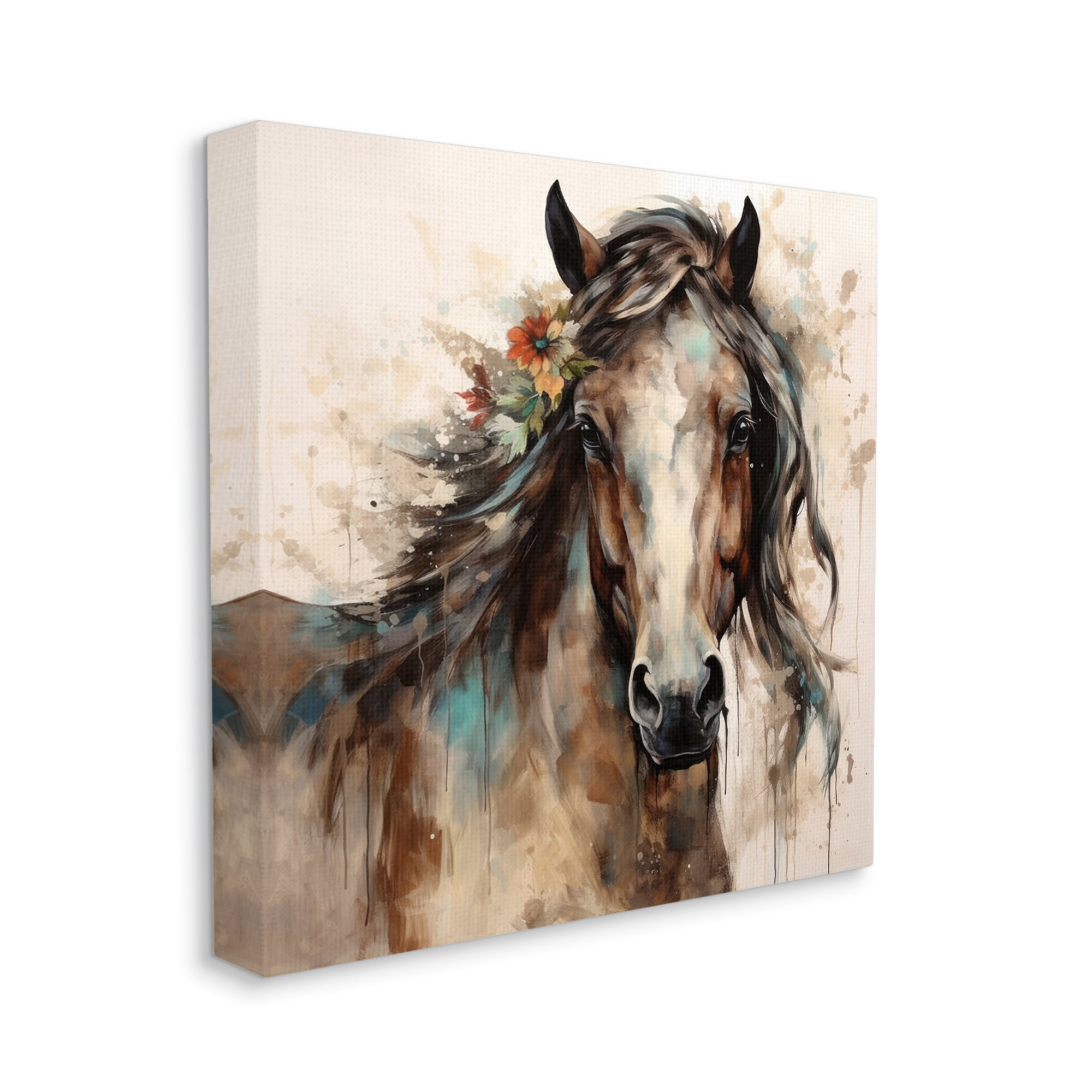 Stupell Industries Brown Horse Modern Portrait Animals & Insects Painting Gallery Wrapped Canvas Art Print Wall Art, 30 x 30