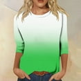 thumbnail image 2 of YUGYXL Trendy 3/4 Sleeve Shirts for Women Gradient Color Clothes Casual Crew Neck Lightweight Cozy Tshirts Ladies Tunics Fit Tees, 2 of 4