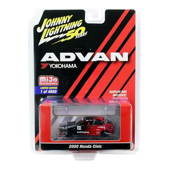 2000 Honda Civic #21 ADVAN Yokohama Johnny Lightning 50th Anniversary Limited Edition to 4800 pieces Worldwide 1/64 Diecast Model Car by Johnny Lightning