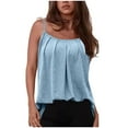thumbnail image 2 of ITSAME Womens Tank Tops, Solid Pleated Front Spaghetti Strap Summer Causal Blouses Blue 2XL, 2 of 5