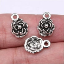 HOOUN 260 Pcs Antique Silver Flower Charms Pendant 14x10MM B15799