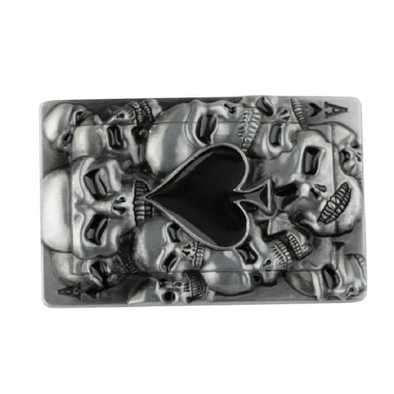 Fachoice Ace Poker Card Skull Head Belt Buckle for Men Ace Spade Skull Belt Buckle, Black Spade Poker Skull Belt Buckle