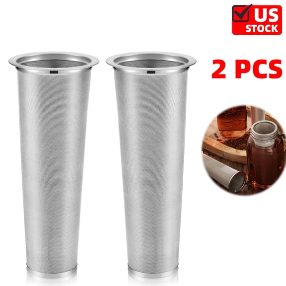 2 Pack Cold Brew Coffee Filter Stainless Steel Filter Coffee Tea Infuser Strainer Canning Jar Mesh for Wide Mouth Mason Canning Jar, Iced Tea Maker (2 Quart)