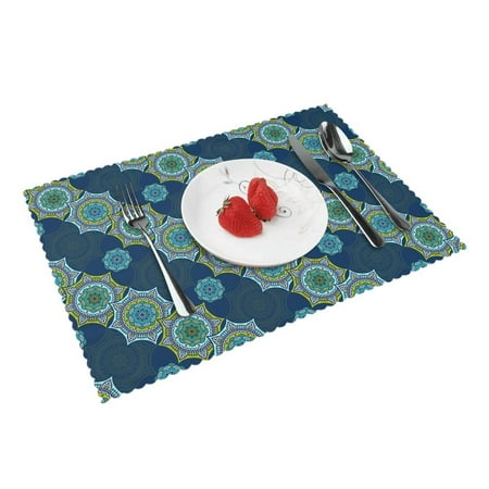 

Home Vintage Decorative Pattern Placemats Set Of 4 Washable Wipeable Place Mats Place Mats For Festival Parties Family Dinner (12 X 18inch)