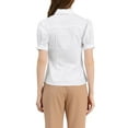 thumbnail image 3 of INSPIRE CHIC Women's Puff Sleeve Point Collar Button Down Essential Office Shirt, 3 of 7