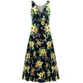 thumbnail image 1 of Plus size 4x Womens Dress Black Floral Sleeveless Low V-Neck Princess Cut, 1 of 4