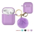 thumbnail image 1 of Njjex Case Skin for Airpods 1 & 2 & Pro, Silicone Charging Case Cute Cover with Golden Keychain + Soft Fur Ball for airpods 1st & 2nd & 3rd -Purple, 1 of 7