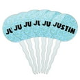 thumbnail image 1 of Justin Cupcake Picks Toppers - Set of 6 - Blue Speckles, 1 of 1