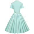 thumbnail image 2 of QLEICOM 1950's Dresses for Women Vintage, Solid Short Sleeve Shirt Medieval Vintage Dress, Stretch Slim High Waist Swing Dress, Audrey Hepburn Style Party Dresses Mint Green S, 2 of 3