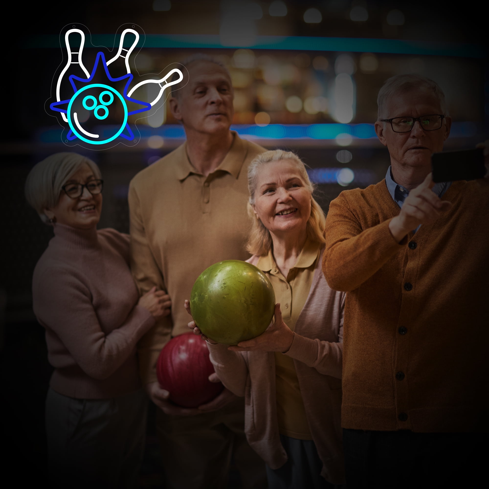 Bowling Neon Sign for Wall Decor, Bowling Ball Led Signs for Home Decor, Dimmable Neon Light Sign for GYM, Game Room, Living Room, Bar Decoration, USB Powered Light Up Signs for Man Cave