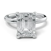 SHREE JEWELS 3 Ct Emerald Cut VS1 F Lab-Created Diamond Engagement Ring, 14K White Gold