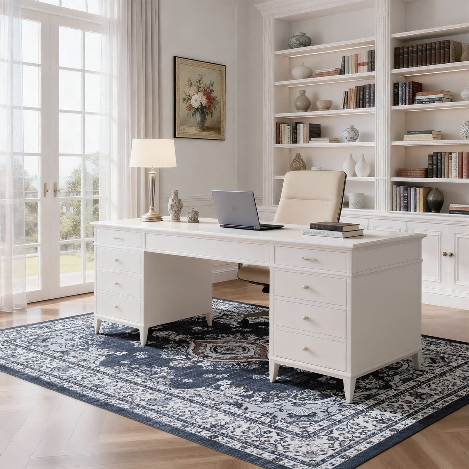 8x10 Area Rugs for Living Room Washable, Medallion Boho Non Slip Rug- Oriental Traditional Farmhouse Carpet for Bedrooms ,Dining Room, Home Office.