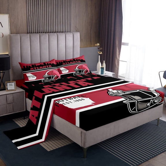 Erosebridal Soccer Helmet Bed Sheets Set Twin Size, American Football Bed Sheets Twin, Vintage Rugby Twin Sheet Sets, Lightweight Room Decor, 3 Pieces