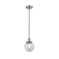 916-1S-SN-G204-6-Innovations Lighting-Beacon - 1 Light Stem Hung Mini Pendant In Modern Style-9 Inches Tall and 6 Inches Wide-Brushed Satin Nickel