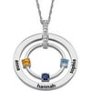 Personalized Diamond-Accent Sterling Silver Birthstone and Name Mother's Circle Pendant, 20"