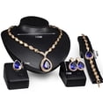 thumbnail image 3 of UDIYO Women Fashion Rhinestone Pendant Necklace Ring Bracelet Earrings Jewelry Set, 3 of 6