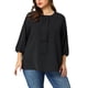 thumbnail image 2 of Plus Size Chiffon Top for Women Round Neck Tie Front Ruffle Work Blouse Top Black 2X, 2 of 7