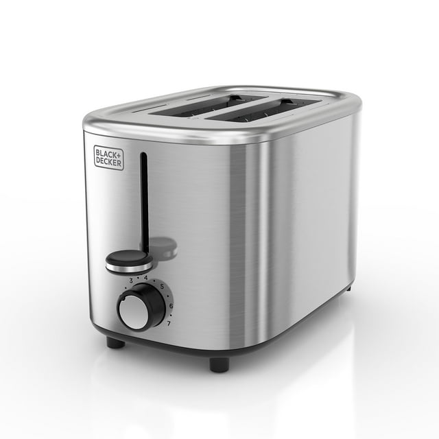 BLACK+DECKER Tostadora de 2 Rebanadas, Acero Inoxidable con 7 Ajustes de Tono Tostado