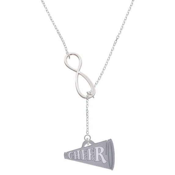 Delight Jewelry Acrylic 1.25" Silvertone Cheer Megaphone Silver tone Elegant Infinity Lariat Necklace