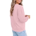 thumbnail image 6 of Womens Crew Neck Sweatshirts Long Sleeve Fall Casual Basic Pullover Loose Fit Top Sweatshirt Fashion Pink 2XL, 6 of 7